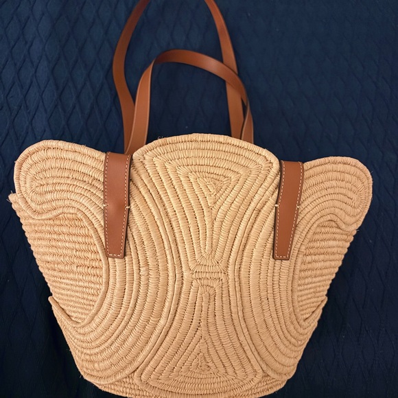Celine Handbags - Celine Triomphe Small Raffia Bag